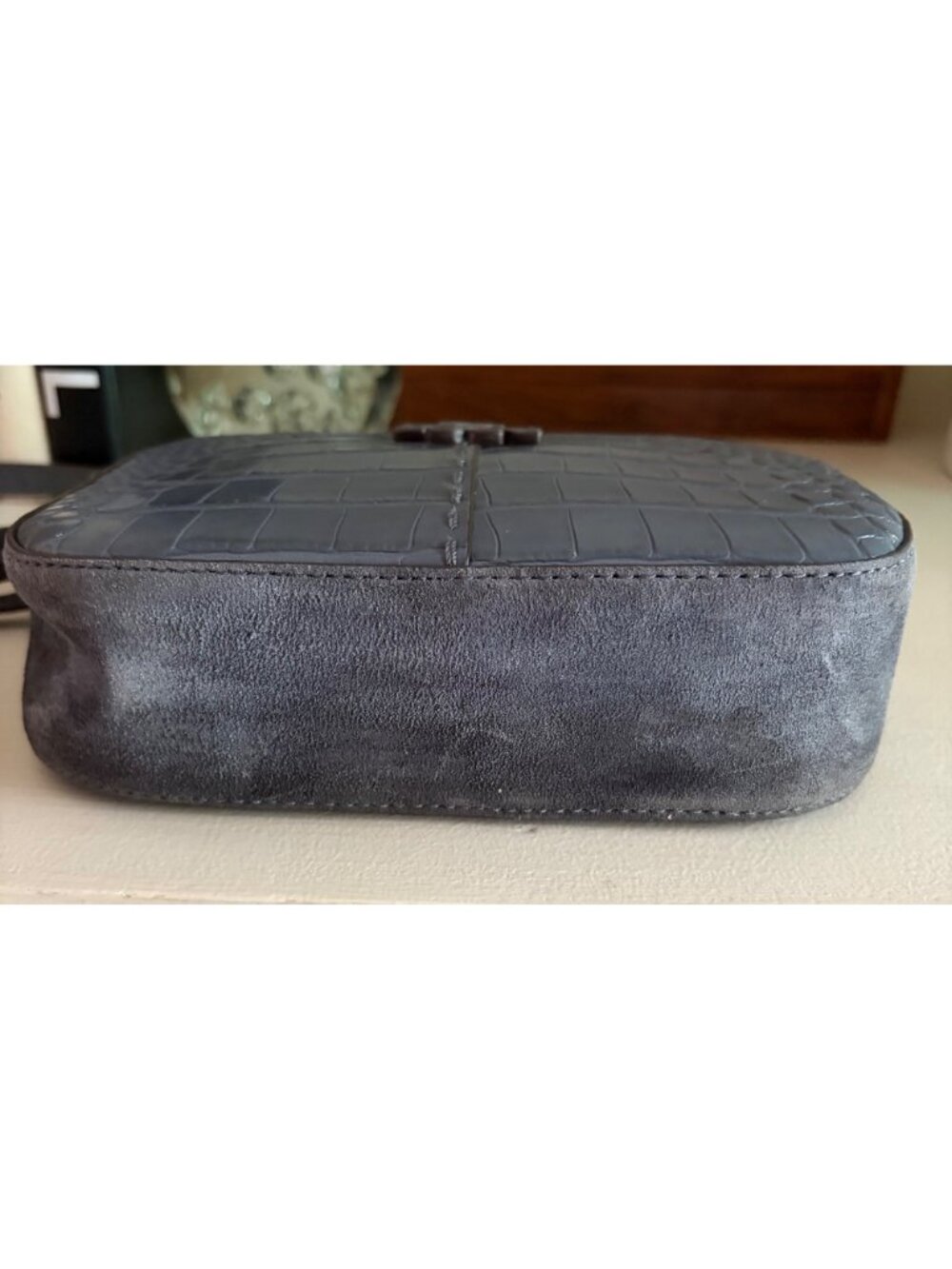TORY BURCH McGraw Croc Embossed Leather Camera Bag Crossbody - Picture 9 of 14